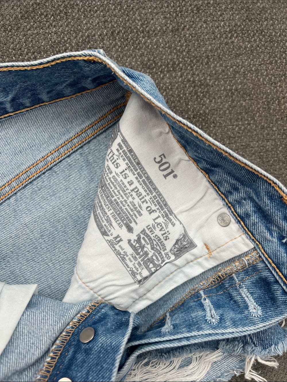 Levi's Light Blue Ripped High-Rise Denim Shorts - Picture 5 of 6